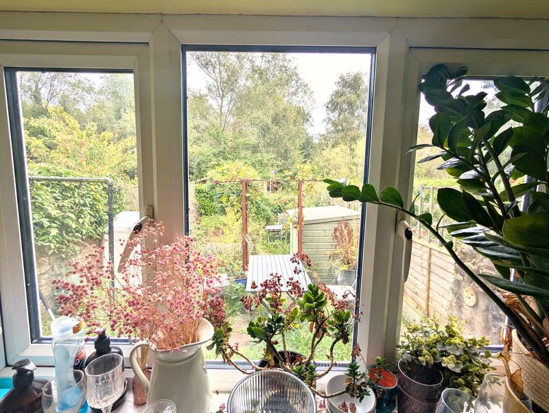 View through the kitchen windows over the rear garden
